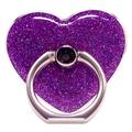 Podstawka z błyszczącym pierścieniem w kształcie serca do smartfona Uchwyt na telefon z metalową klamrą - fioletowy