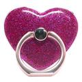 Podstawka z błyszczącym pierścieniem w kształcie serca do smartfona Uchwyt na telefon z metalową klamrą - różany