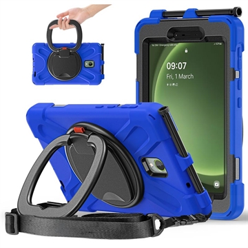 Samsung Galaxy Tab Active5 Pokrowiec Heavy Duty 360 z Paskiem na Rękę - Błękit / Czerń