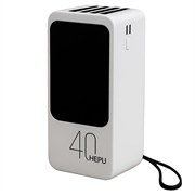 Power Bank Hepu XL HP210 40000mAh z kablami USB-C/Lightning/USB-A/MicroUSB - Biały