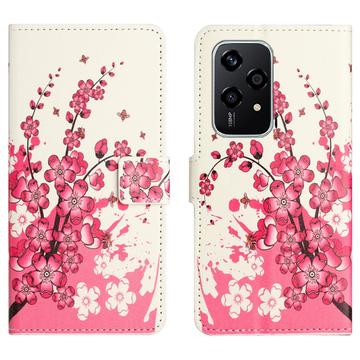 Honor 200 Lite Etui Portfel Style Seria - Różowe Kwiaty