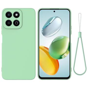 Honor 200 Smart/X7c Etui z płynnego silikonu z paskiem na rękę - Zielony