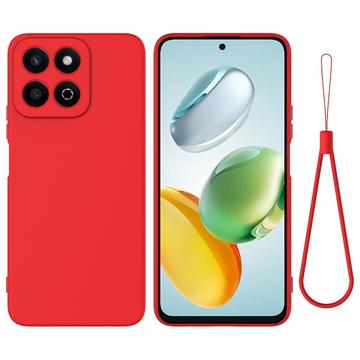 Honor 200 Smart/X7c Etui z płynnego silikonu z paskiem na rękę - czerwony