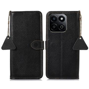 Honor 200 Smart/X7c Skórzane Etui z Portfelem z RFID - Czarne