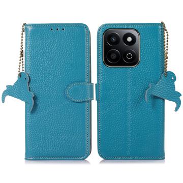 Honor 200 Smart/X7c Skórzane Etui z Portfelem z RFID - Błękit