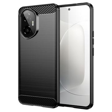 Honor 300 Szczotkowane Etui z TPU - Włókno Węglowe - Czarne