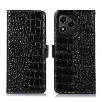 Honor 400 Lite Skórzane Etui z Portfelem Crocodile z RFID - Czarne