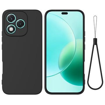 Honor 400 Lite Etui z płynnego silikonu z paskiem na rękę - czarny