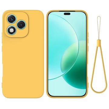 Honor 400 Lite Etui z płynnego silikonu z paskiem na rękę - żółty