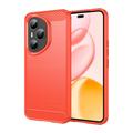Honor 400 Pro Szczotkowane Etui z TPU - Włókno Węglowe - czerwony