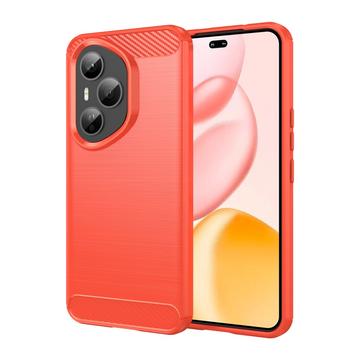 Honor 400 Pro Szczotkowane Etui z TPU - Włókno Węglowe - czerwony