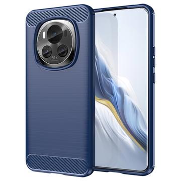 Szczotkowane Etui z TPU do Honor Magic6 - Włókno Węglowe - Błękit