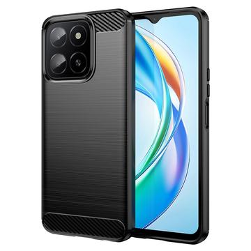 Honor X5b/X5b Plus Szczotkowane Etui z TPU - Włókno Węglowe - Czarne