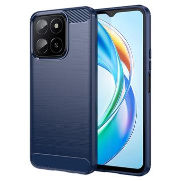 Honor X5b/X5b Plus Szczotkowane Etui z TPU - Włókno Węglowe - Błękit