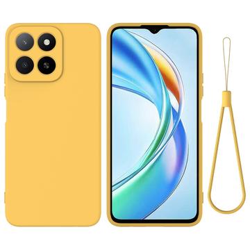 Honor X5b/X5b Plus Etui z płynnego silikonu z paskiem na rękę - żółty