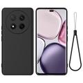 Honor X60 Pro/X9c/Magic7 Lite Etui z płynnego silikonu z paskiem na rękę - czarny