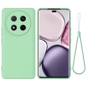 Honor X60 Pro/X9c/Magic7 Lite Etui z płynnego silikonu z paskiem na rękę - Zielony