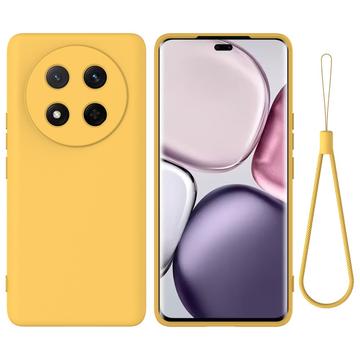 Honor X60 Pro/X9c/Magic7 Lite Etui z płynnego silikonu z paskiem na rękę - żółty