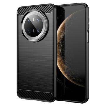 Szczotkowane Etui z TPU do Huawei Mate 70 - Włókno Węglowe - Czarne