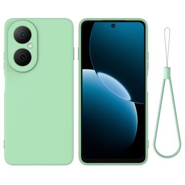 Huawei Nova Y73 Etui z płynnego silikonu z paskiem na rękę - Zielony