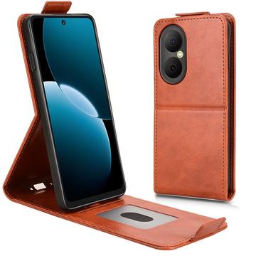 Huawei Nova Y73 Etui z klapką pionową i podstawką - brązowy