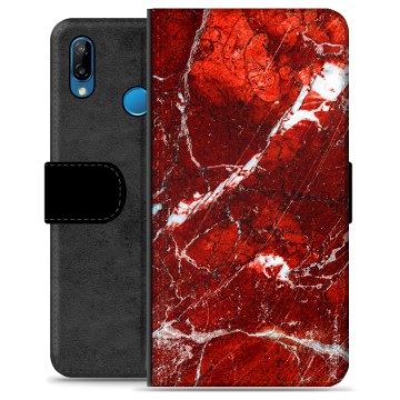 Etui Portfel Premium - Huawei P30 Lite - Czerwony Marmur