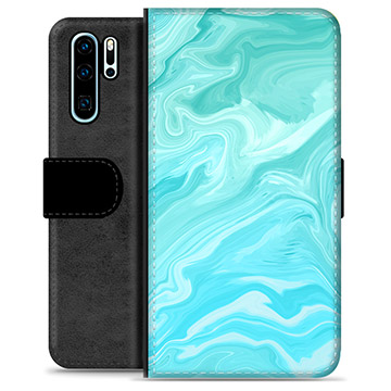 Etui Portfel Premium - Huawei P30 Pro - Błękitny Marmur