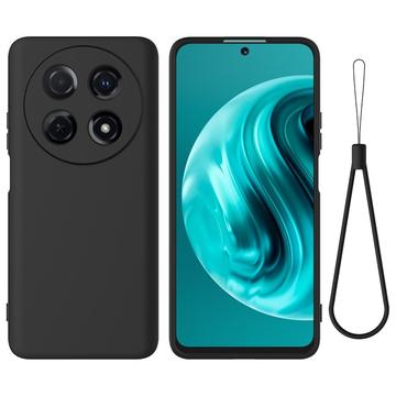 Huawei nova 13i Etui z płynnego silikonu z paskiem na rękę - czarny