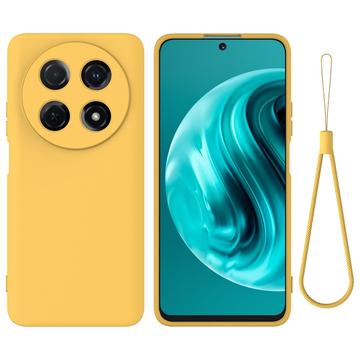 Huawei nova 13i Etui z płynnego silikonu z paskiem na rękę - żółty