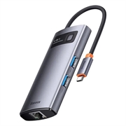 Hub 4w1 Baseus Metal Gleam Series WKWG070113, USB-C na 3x USB 3.0 + Ethernet RJ45