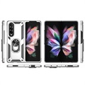 Samsung Galaxy Z Fold3 5G Hybrydowe Etui z Podpórka Metalowa - Srebrny