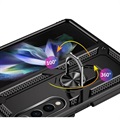 Samsung Galaxy Z Fold4 5G Hybrydowe Etui z Metalową Podpórką - Czarne