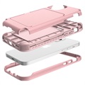 Hybrydowe Etui z Ukrytym Lustrem i Kieszonką na Kartę do iPhone 12 Mini - Różowe