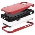 Hybrydowe Etui z Ukrytym Lustrem i Kieszonką na Kartę do iPhone 12/12 Pro - Czerwone