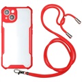 iPhone 13 Hybrydowe Etui ze Smyczą - Czerwień