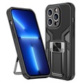 iPhone 14 Pro Max Hybrydowe Etui z Metalową Podpórką - Czarne
