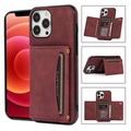 iPhone 14 Pro Hybrydowe Etui z Portfelem - Czerwone Wino