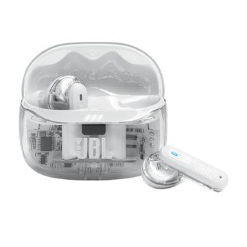 Prawdziwie bezprzewodowe słuchawki douszne JBL Tune Beam 2 Ghost Edition - białe