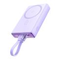 Bezprzewodowa ładowarka magnetyczna JOYROOM JR-PBM01 PD 20W 10000mAh Phone Power Bank z wbudowanym kablem / podpórką - fioletowa