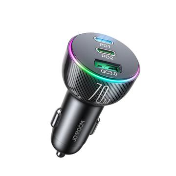 Ładowarka samochodowa Joyroom JR-CL26 70W z 3 portami - 2x USB-C, USB-A - czarna