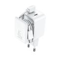Ładowarka ścienna Joyroom JR-TCL05 45W GaN z dwoma portami USB-C i organizerem kabli - biała