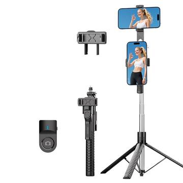 K50 podwójny uchwyt na telefon, selfie stick Bluetooth, statyw z pilotem - czarny