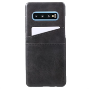 Samsung Galaxy S10 Etui z Powlekanego Plastiku KSQ z Kieszeniami na Karty - Czarne