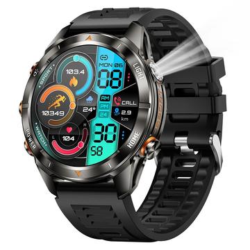 Sportowy smartwatch KT80 - wodoodporność 3ATM, Bluetooth, ekran dotykowy HD 1.46", wbudowana latarka