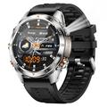 Sportowy smartwatch KT80 - wodoodporność 3ATM, Bluetooth, ekran dotykowy HD 1.46", wbudowana latarka - srebrny