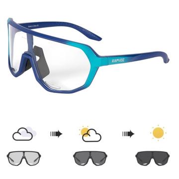 Fotochromowe okulary rowerowe KV FlexRide z przezroczystymi soczewkami - niebieskie