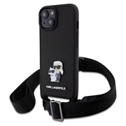 iPhone 15 Etui Karl Lagerfeld Saffiano Crossbody Metal Karl & Choupette - Czerń