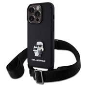 iPhone 15 Pro Etui Karl Lagerfeld Saffiano Crossbody Metal Karl & Choupette - Czerń