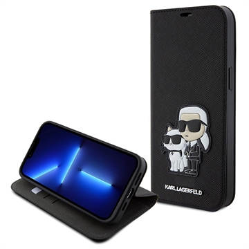 iPhone 15 Pro Max Karl Lagerfeld Saffiano Karl & Choupette NFT Okładka Książki - Czerń