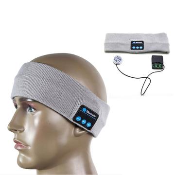 Dzianinowa opaska Bluetooth do uprawiania sportu i prowadzenia rozmów w trybie głośnomówiącym - jasnoszara